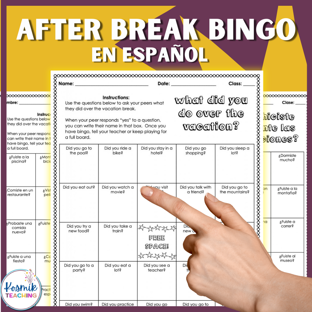 After break speaking activity for Spanish class