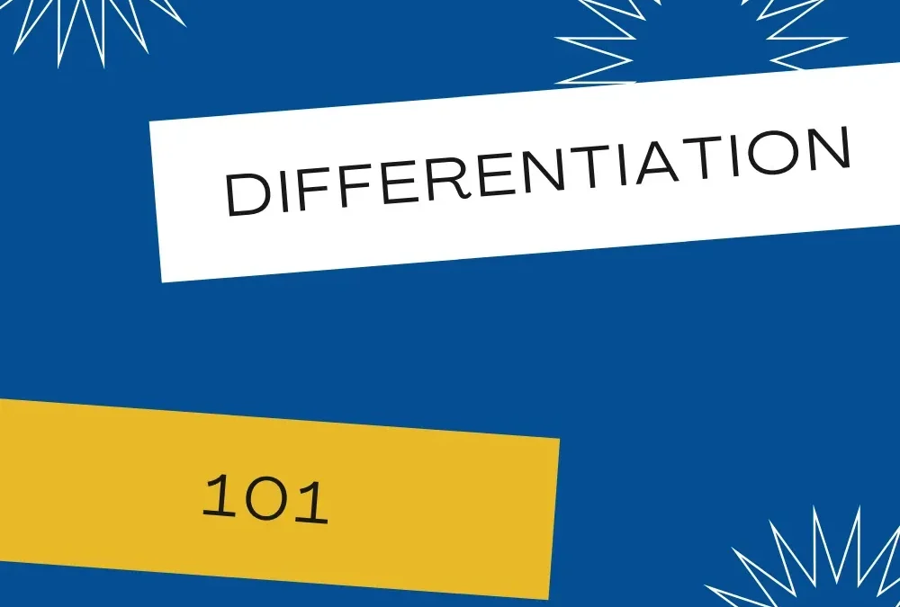 Dark blue background with the words "Differentiation 101 for Spanish Class"
